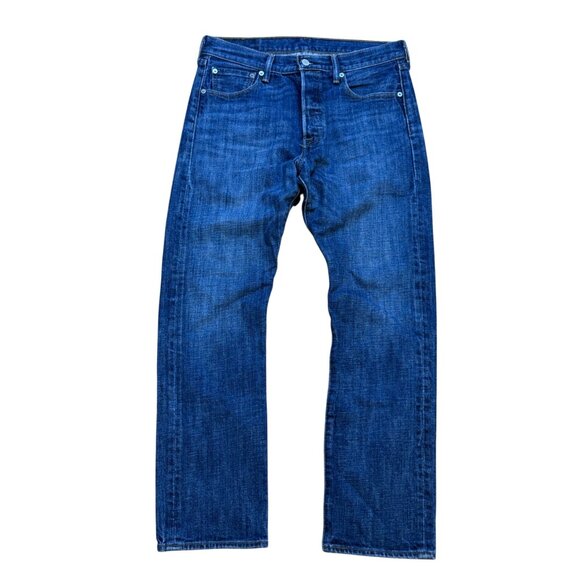 Levis 501 Mens Straight Fit Button-Fly Jeans 32x30 Blue Denim - Picture 1 of 9
